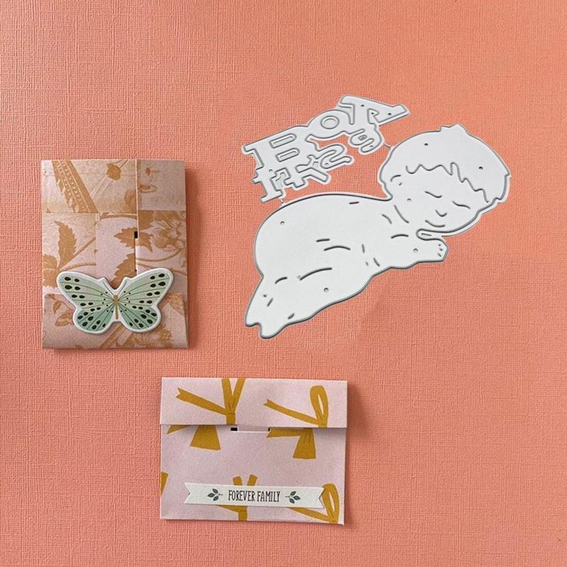 Cute Sleeping Baby Boy Metal Cutting Dies Stencil DIY Scrapbooking Card Template