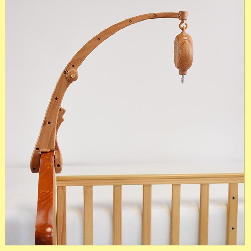 Wood Grain Baby Crib Mobile Hanging Bed Bell Holder Music Box Holder Arm Bracket