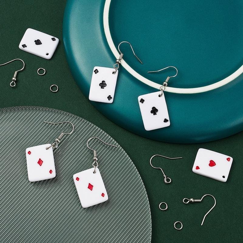 Funny Playing Card Earring Supply Kit for Jewelry DIY Making Valentine's Day
