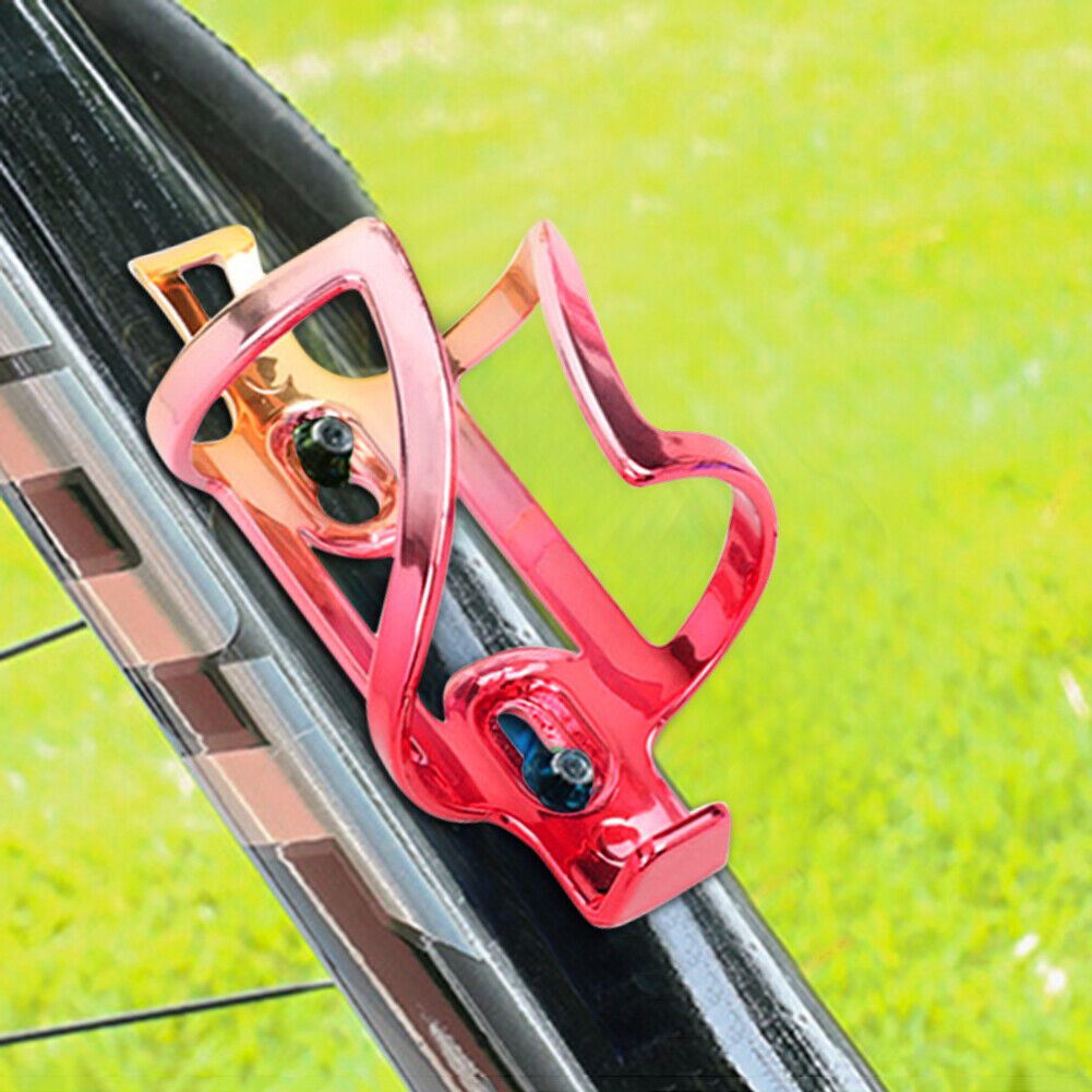 Road Cycling Bike Bottle Rack Plating Bicycle Water Holder Colorful (Red)