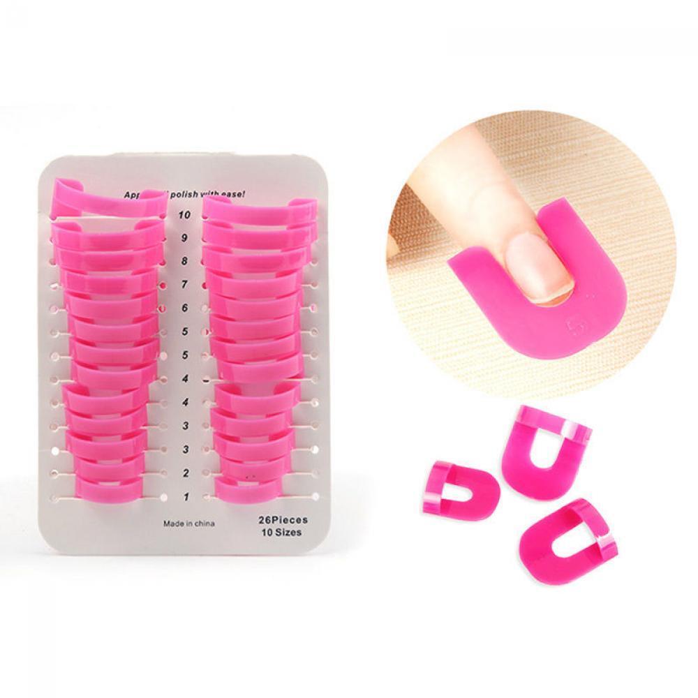 26pcs Tips Case Finger Cover Shield Stencil Tool Nail Polish Mold Protector