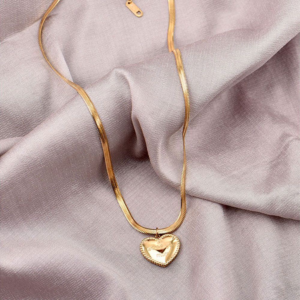 Fashion Choker Titanium Steel Women Love Heart Necklace Stainless Steel Pendant