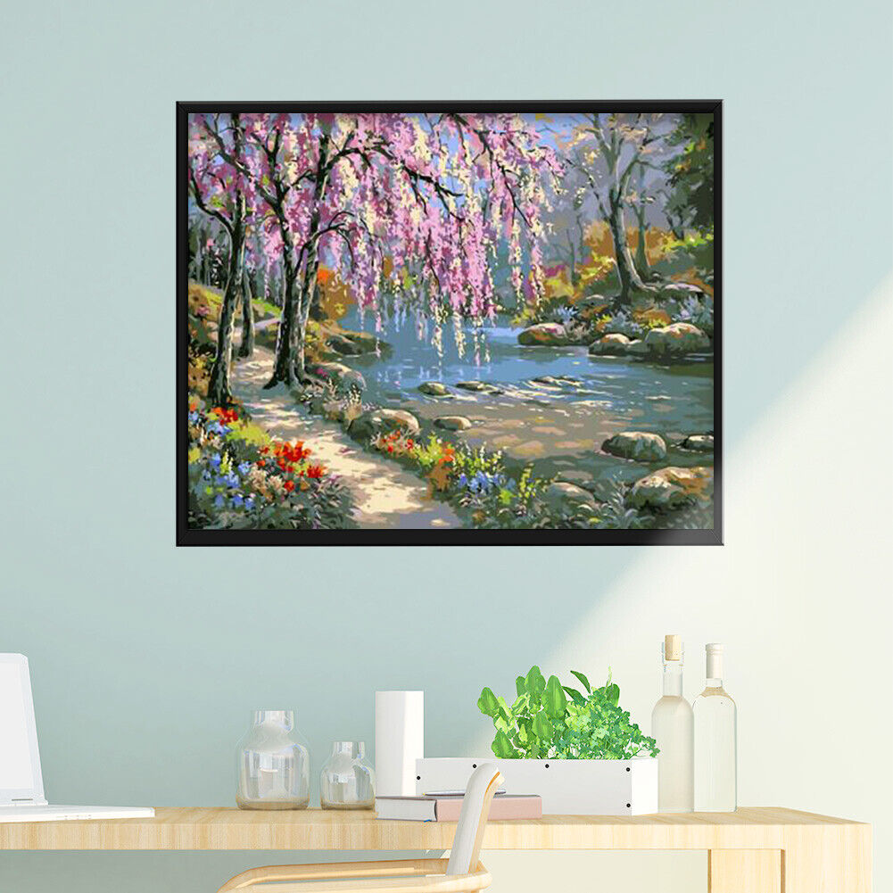 DIY Painting by Numbers Romantic Creek Oil Painting on Canvas Home Decor