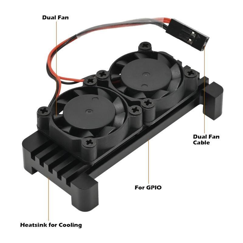for Raspberry Pi Zero 2 W Armor Case Aluminum Alloy Passive Cooling Case 2 Fans