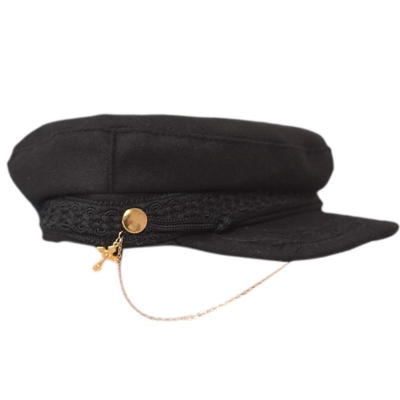 Cool Chain Peaked Cap Navy Hat Black Newsboy Hat All-match for Friend Birthday