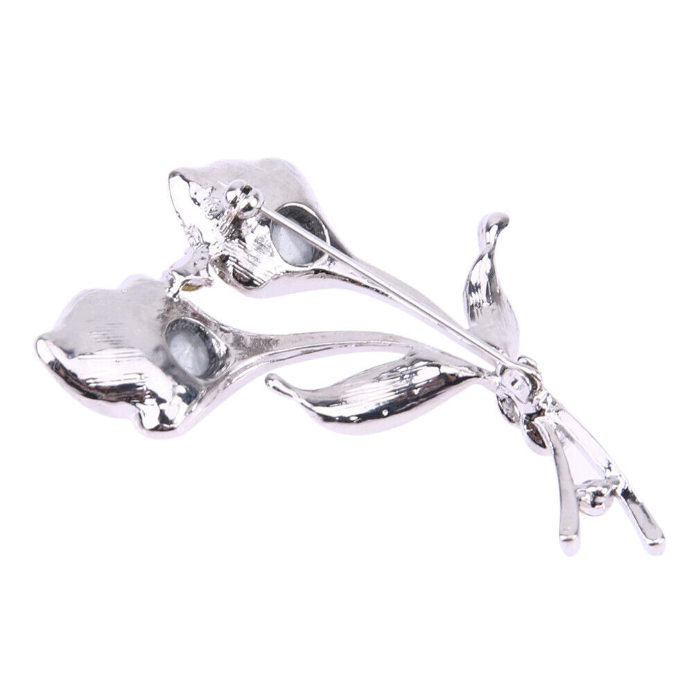 Alloy Bouquet with Diamond Dinner Party Brooch 30*61mm (Pink)