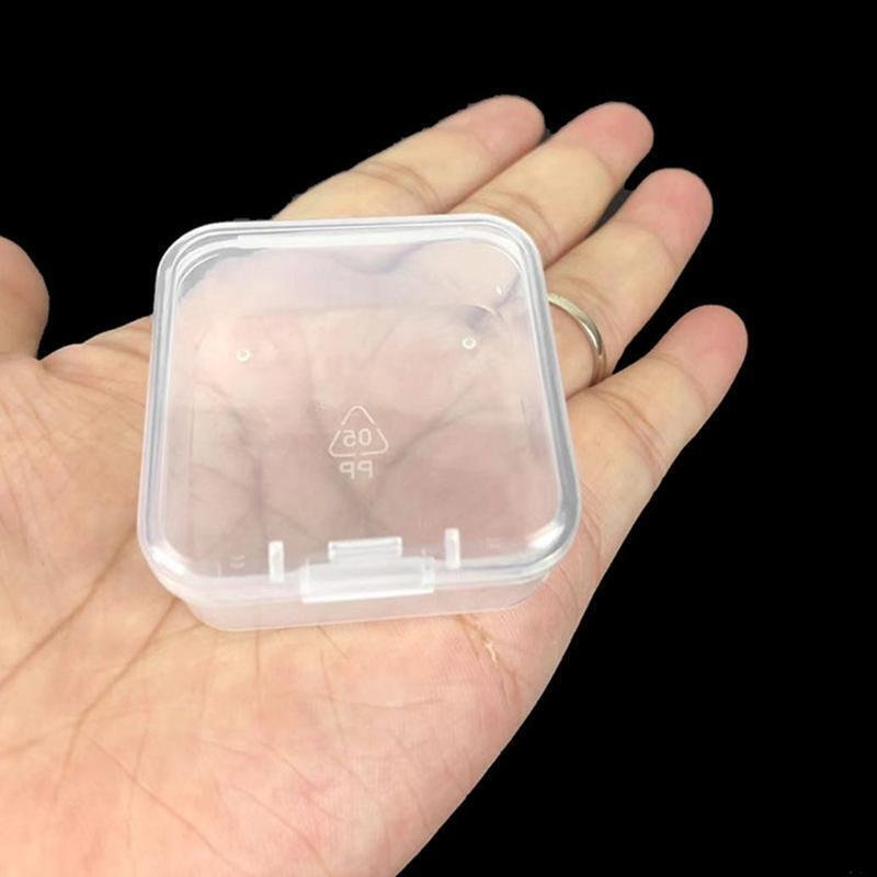 Mini Jewelry Storage Boxes with Lid 10 Pcs Plastic Square Clear Case Container