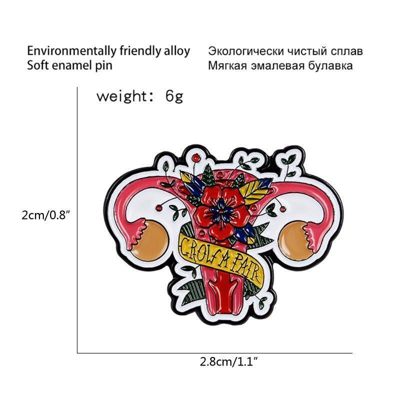 Uterine Medicine Brooches Feminist Uterus Rose Enamel Pin Decor for DIY Scarves
