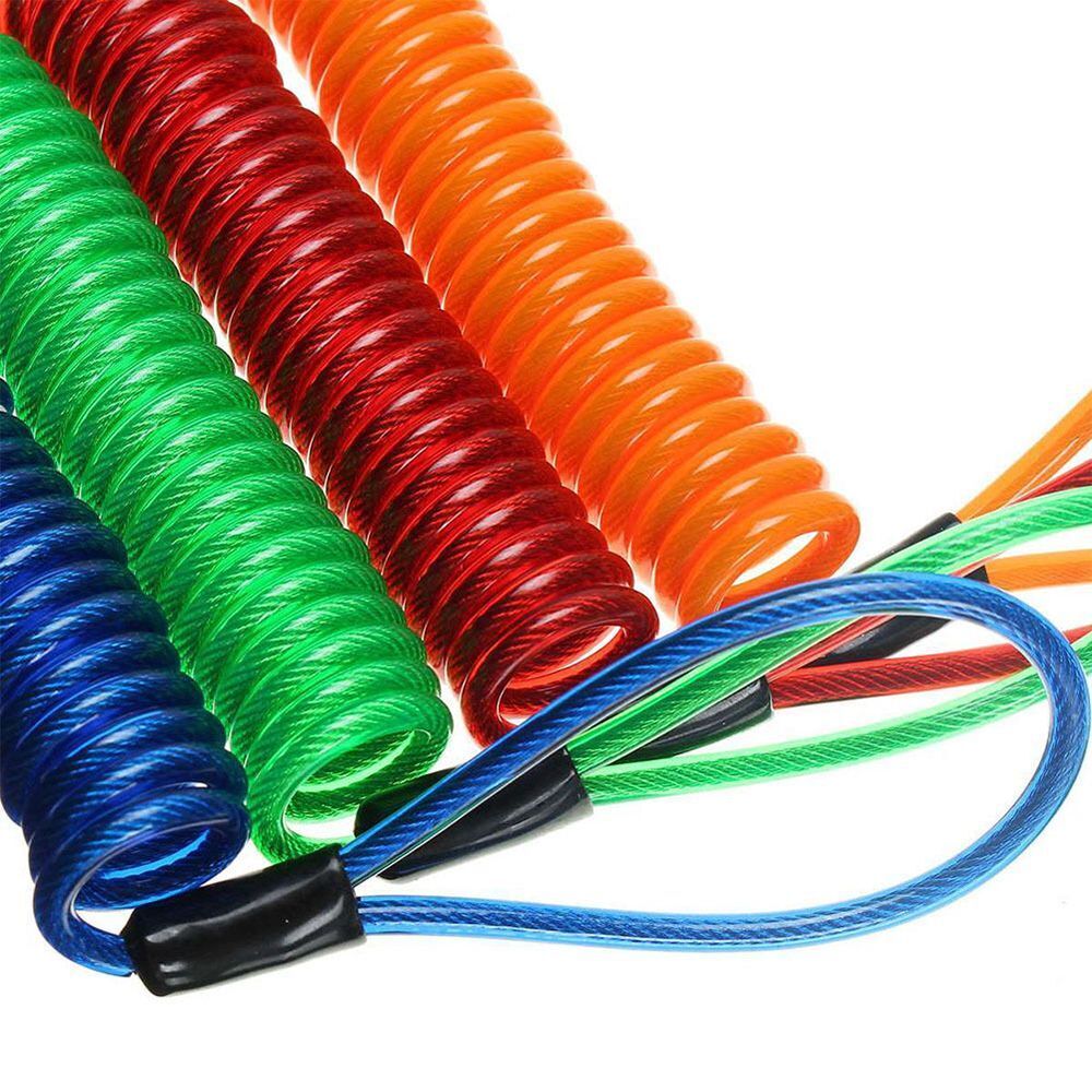 Motorbike Disc Brake Lock Spring Coil Motorcycle Safety Lanyard Reminder Cable
