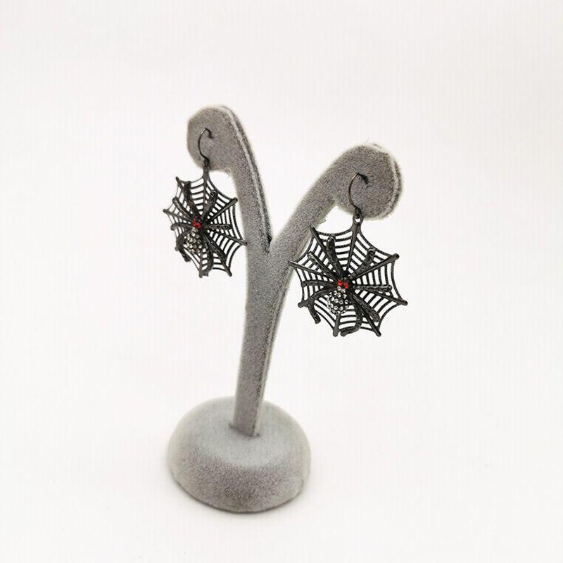 Punk Black Spider Web Drop Earrings Halloween Party Accessories Jewelry  Women