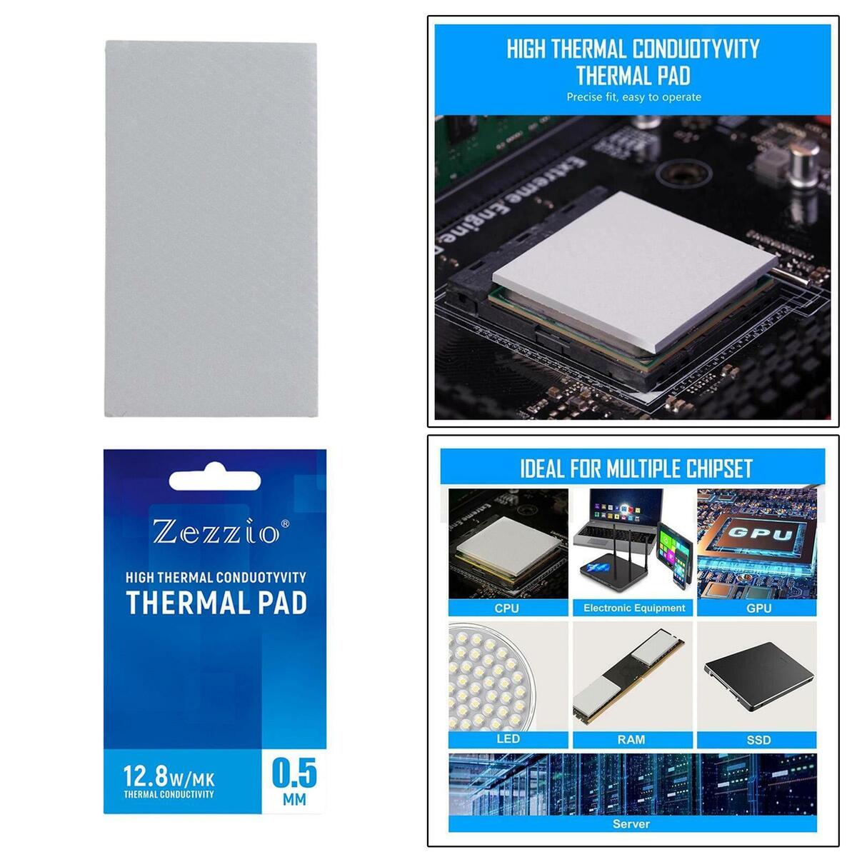 2x Thermal Pad 12.8 W/mK Thickness of 0.5mm+1mm Soft  Laptop Heatsink