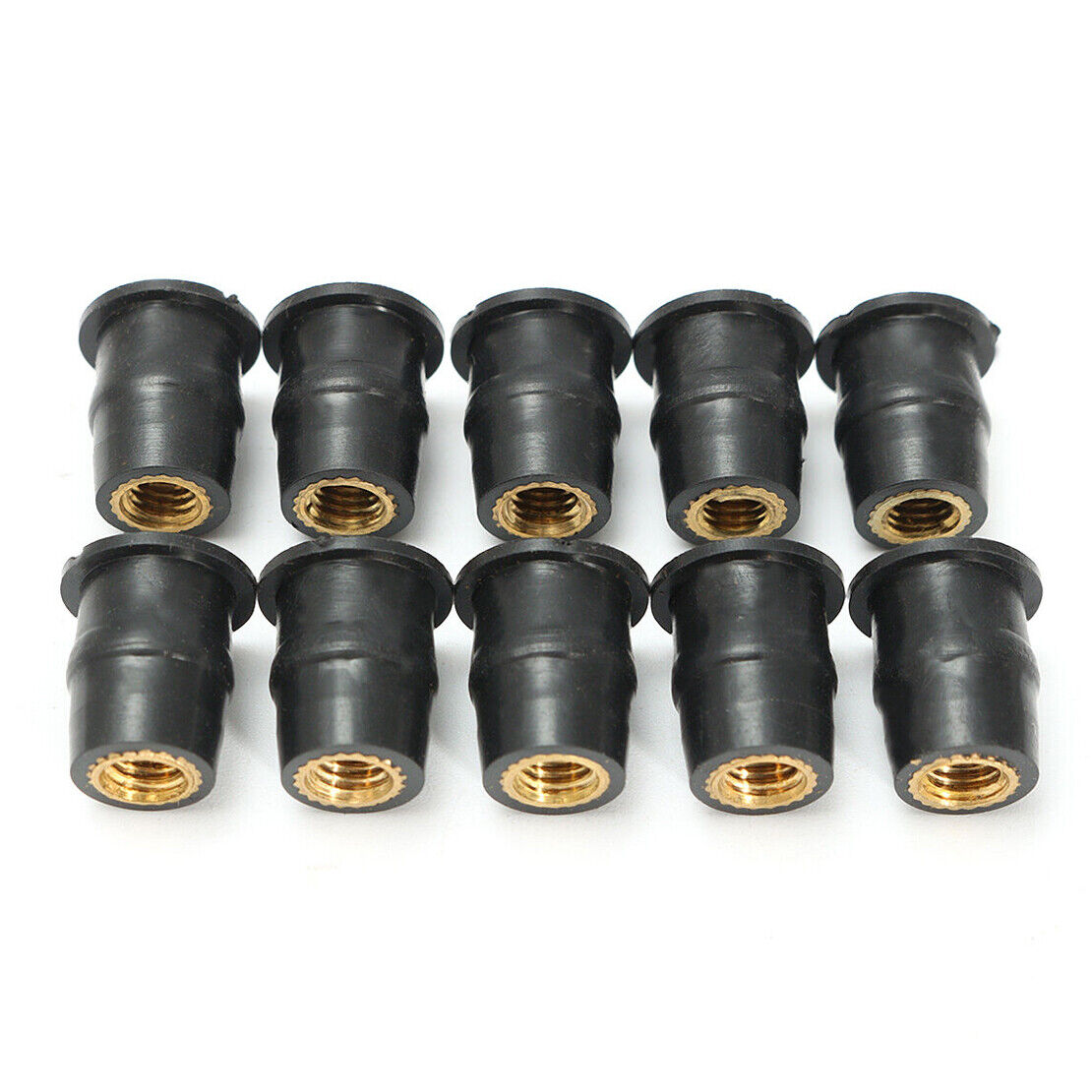 10x M5 Rubber 5mm Metric Motorcycle Windscreen Brass Well Nut Windshield WellNut
