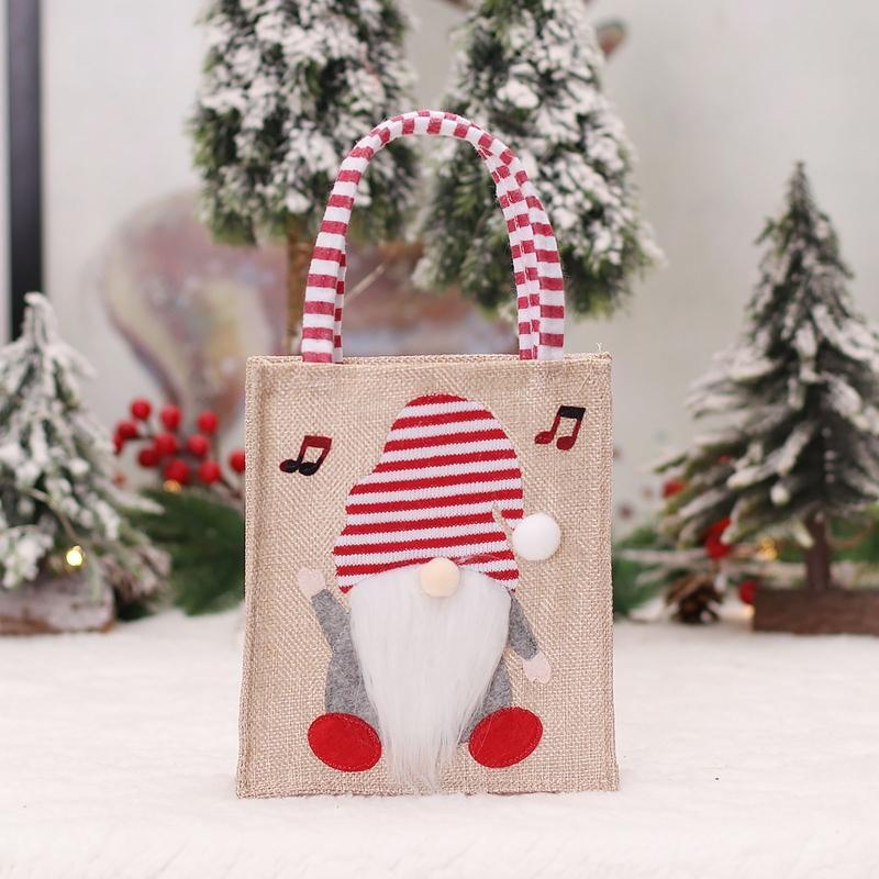 Christmas Holiday Classic Variety Gnomes Linen Gift Bags for Christmas Goods