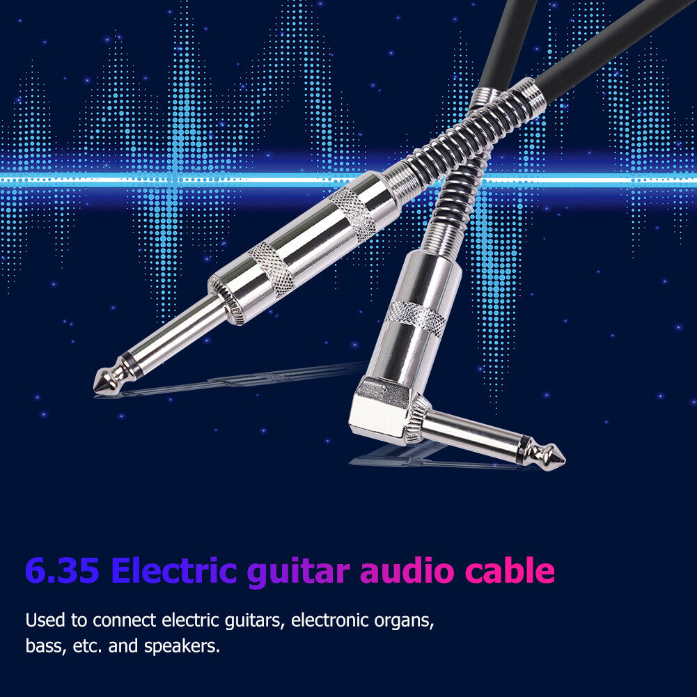 6.5mm Jack Guitar Cable Straight Male to Right Angle Male Audio Wire (10m)