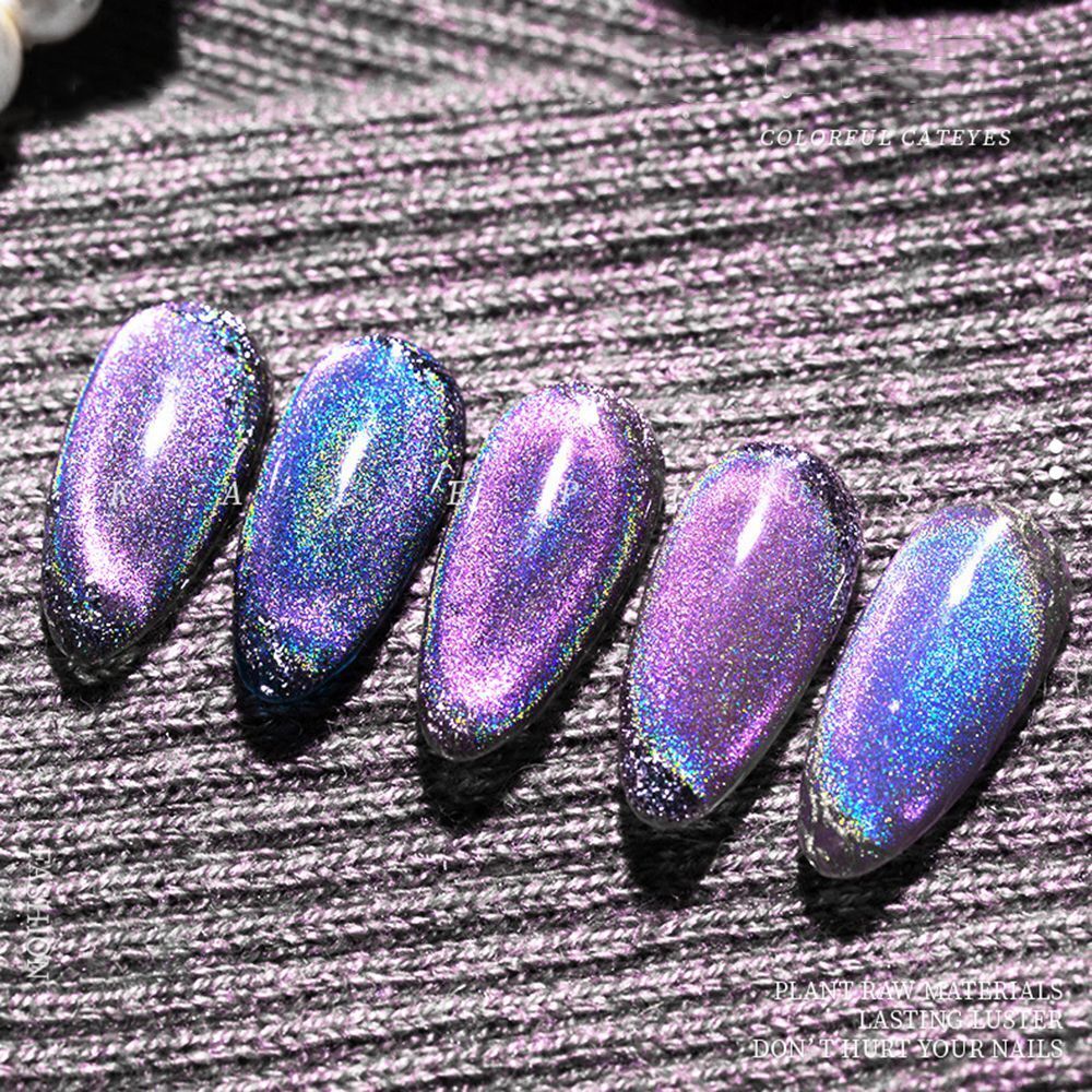 Glitter 15ml Rainbow Cat Eye Nail Gel Magnetic Gel Colorful Reflective Glitter