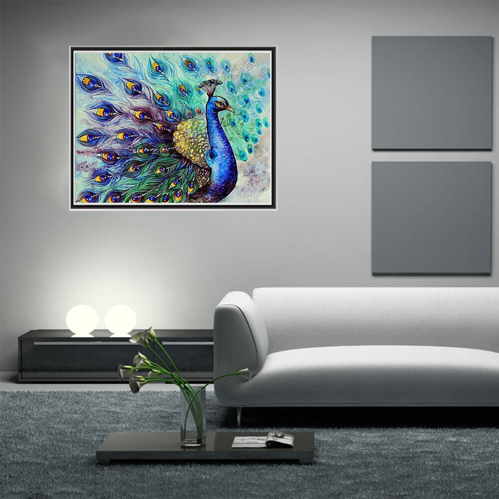Peacock Flaunting Its Tail 5D Diamond DIY Painting Craft Kit Home Decor
