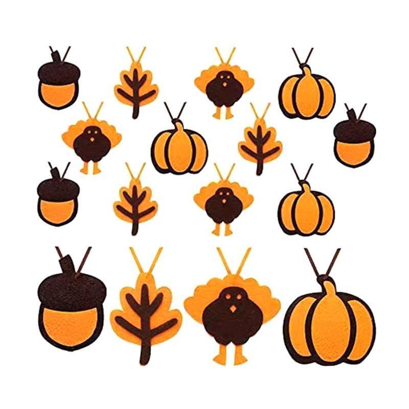 Thanksgiving Wooden Pendant 24pcs/set Pumpkin Turkey Wood Crafts Gift