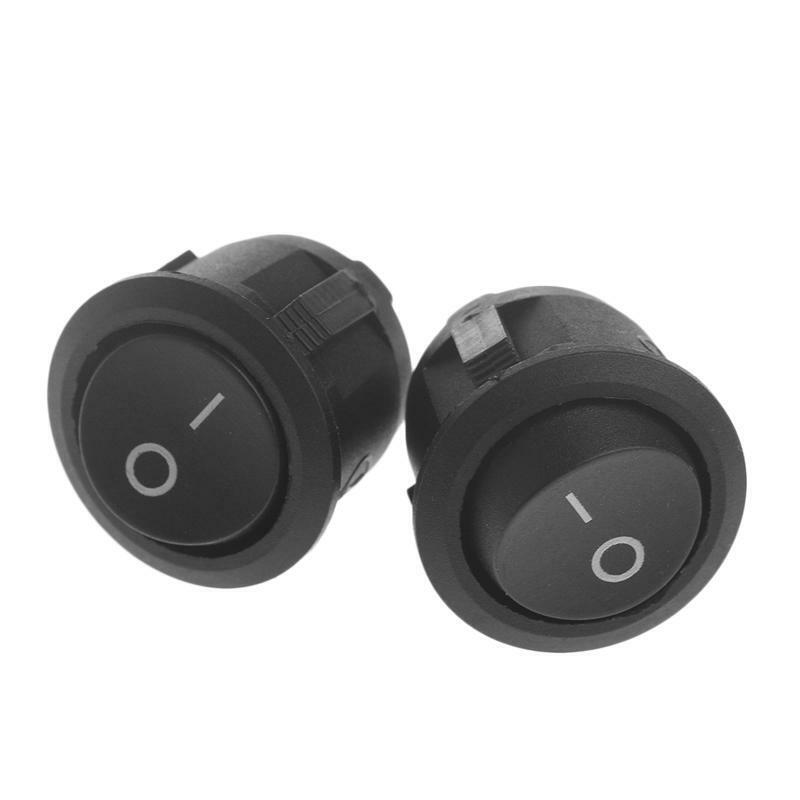 2Pcs/Lot Mini 3-Pin Round Black SPDT ON-OFF Snap-In Rocker Switch 6A 250V AC