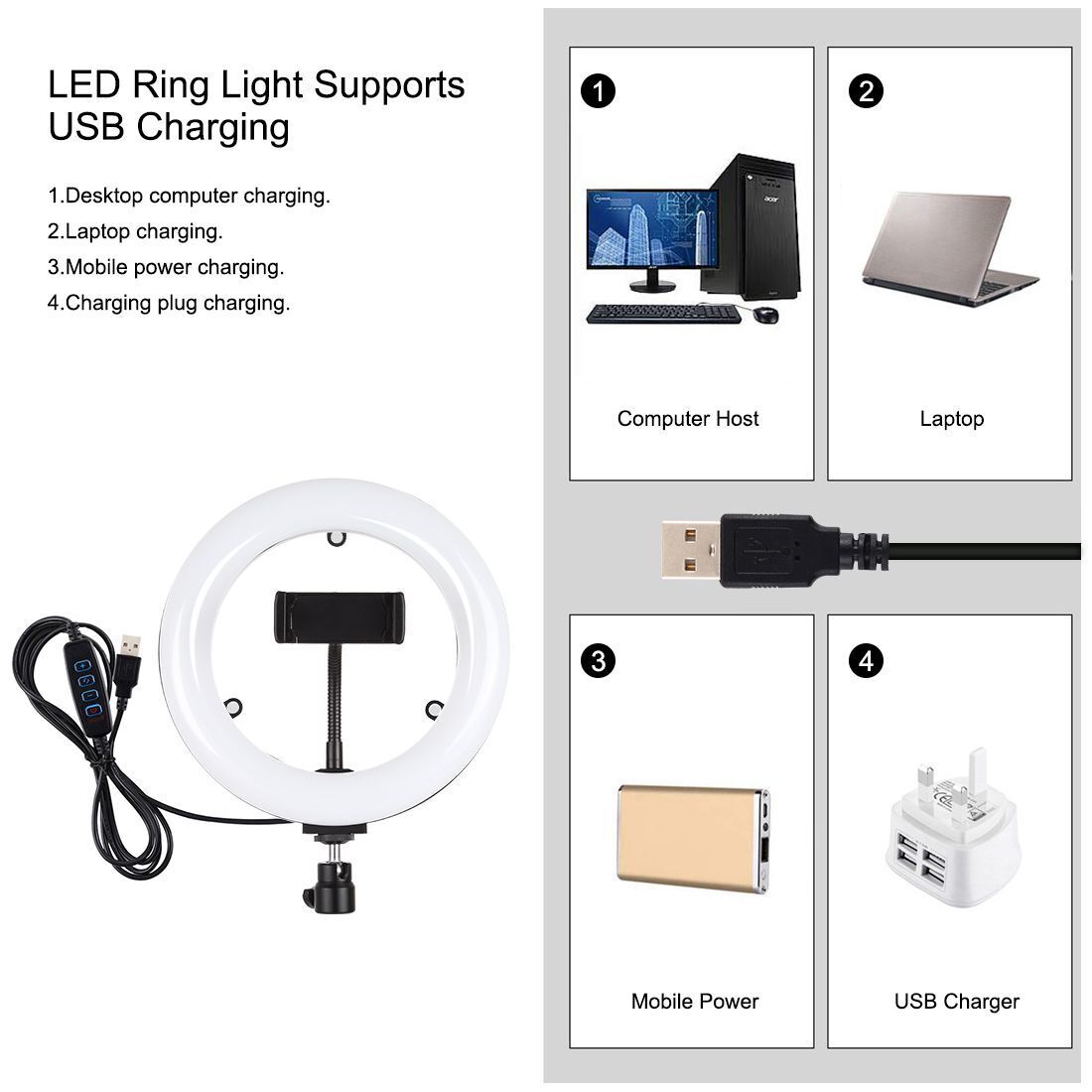 Surface 3 Color Temperature Desktop Stand LED Ring Light Video Light Kits