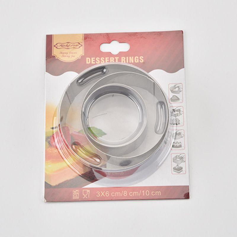 3 Pcs Stainless Steel Round Mousse Ring Cake Cutting Mould Fondant Sugar Mould