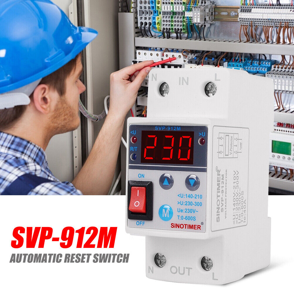 220V 40A SVP-912M Adjustable Reconnect Over and Under Voltage Protector