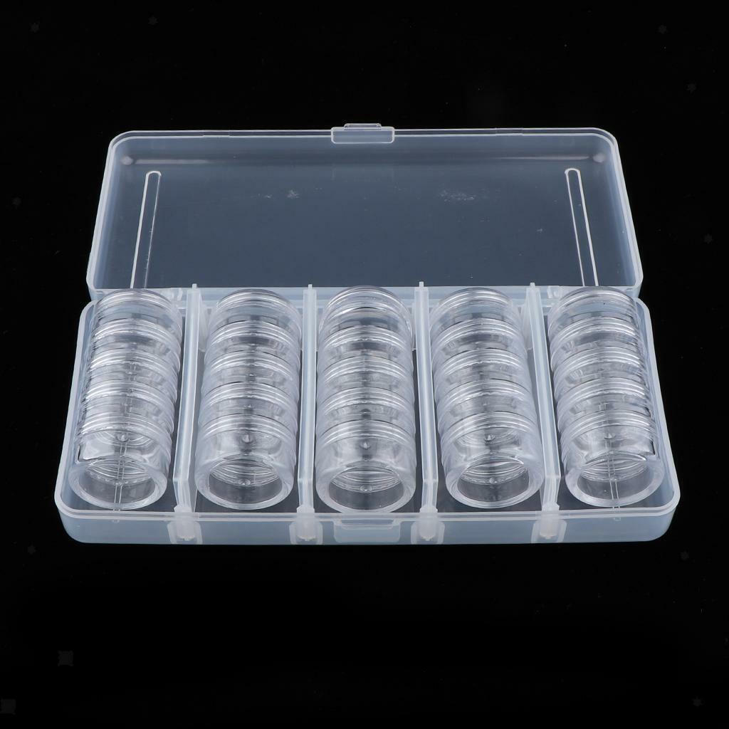 25 Jars Empty Pots Bottles Nail Art Jewelry Glitters Powder Case Container