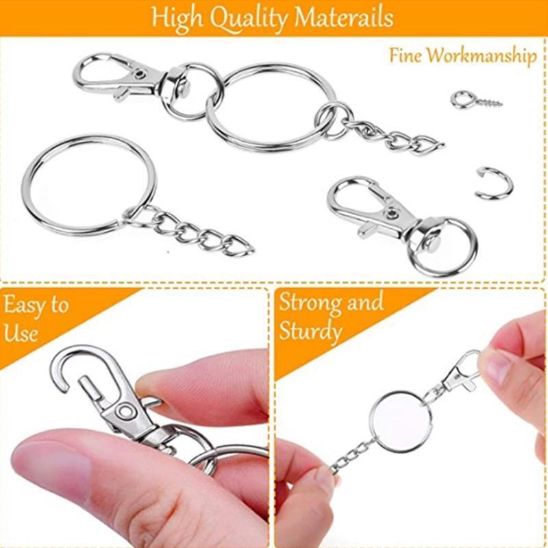 100x Flat Key Rings Kit Alloy Anti-rust Open Jump Rings DIY Craft Jewelry Making