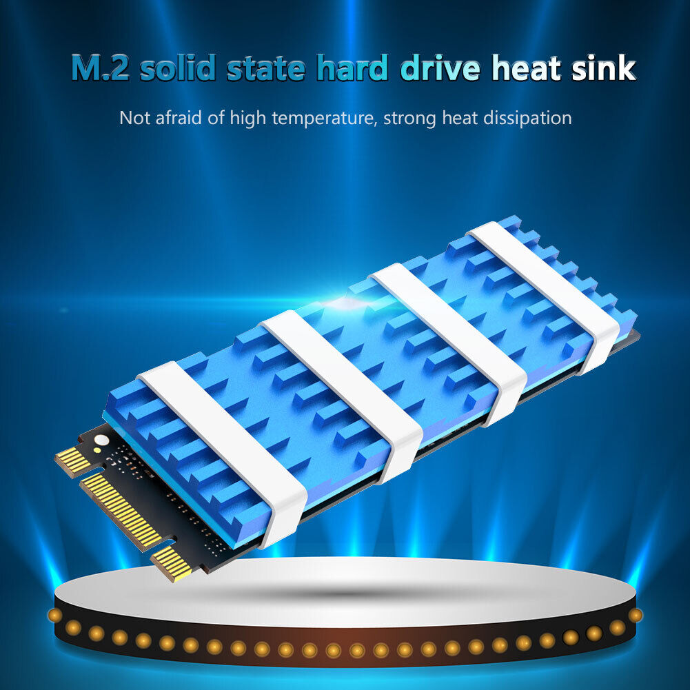 M.2 SSD Heatsink Cooler Thermal Pads for NGFF PCIE NVME Radiator (Blue)