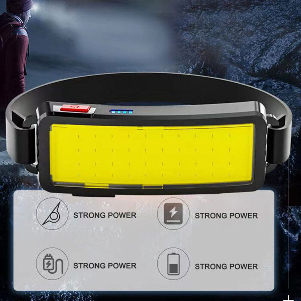 Portable LED Headlamp COB USB Rechargeable Headlight Built-in Battery Torch