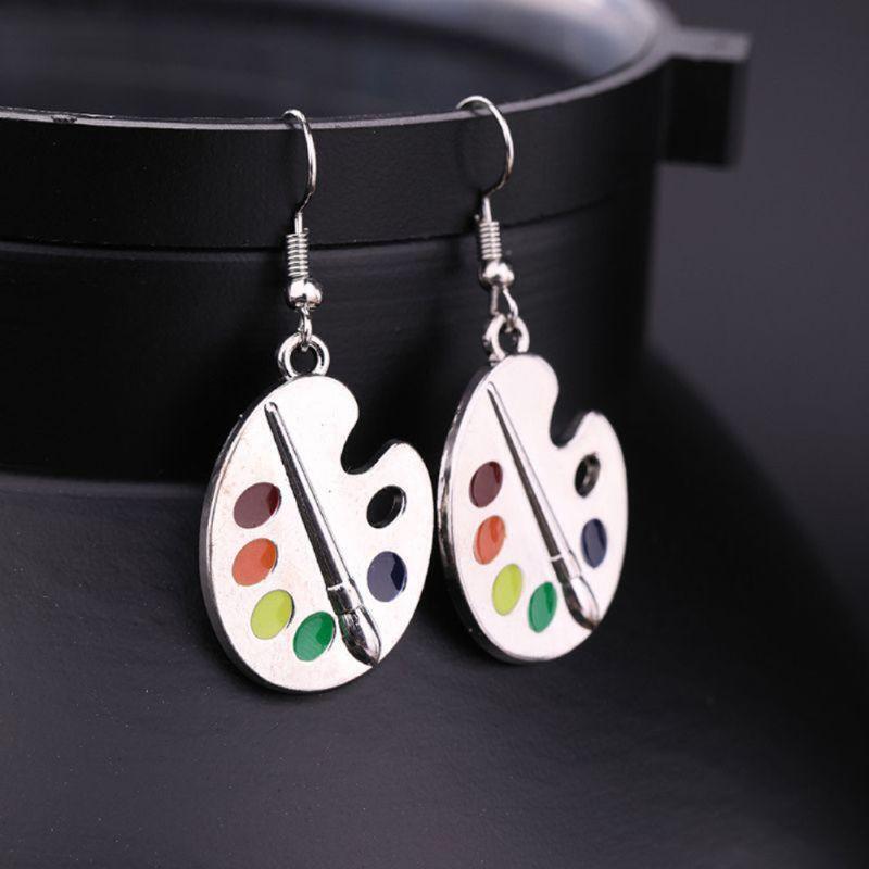 Artist Jewelry Decor Colorful Paint Palette Dangle Earrings Trendy Drop Earrings
