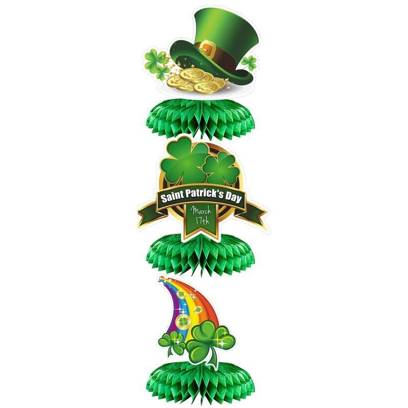 Saint Patrick's Day Honeycomb Ball Ornaments 9 Pcs Irish Clover Leprechaun Hat