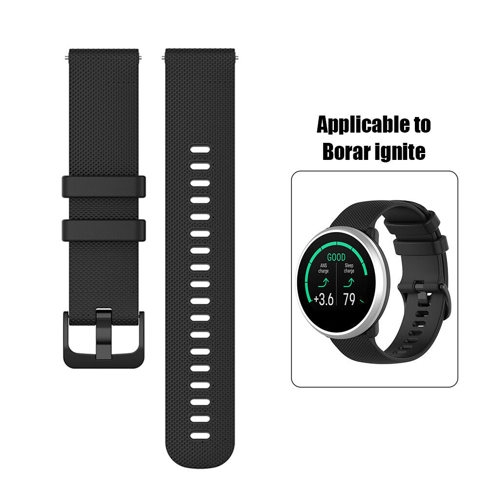 20mm Silicone Replacement Watch Band Wrist Strap for Polar Ignite (Black)