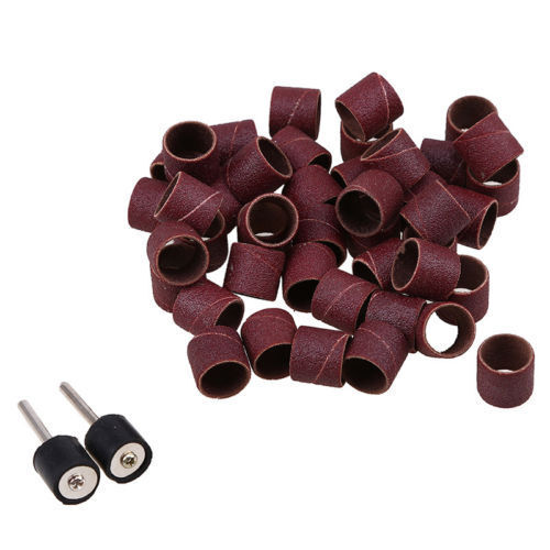 50Pcs 1/2" Sanding Bands Sleeves Drums with 2 Mandrels For Rotary Tool AU