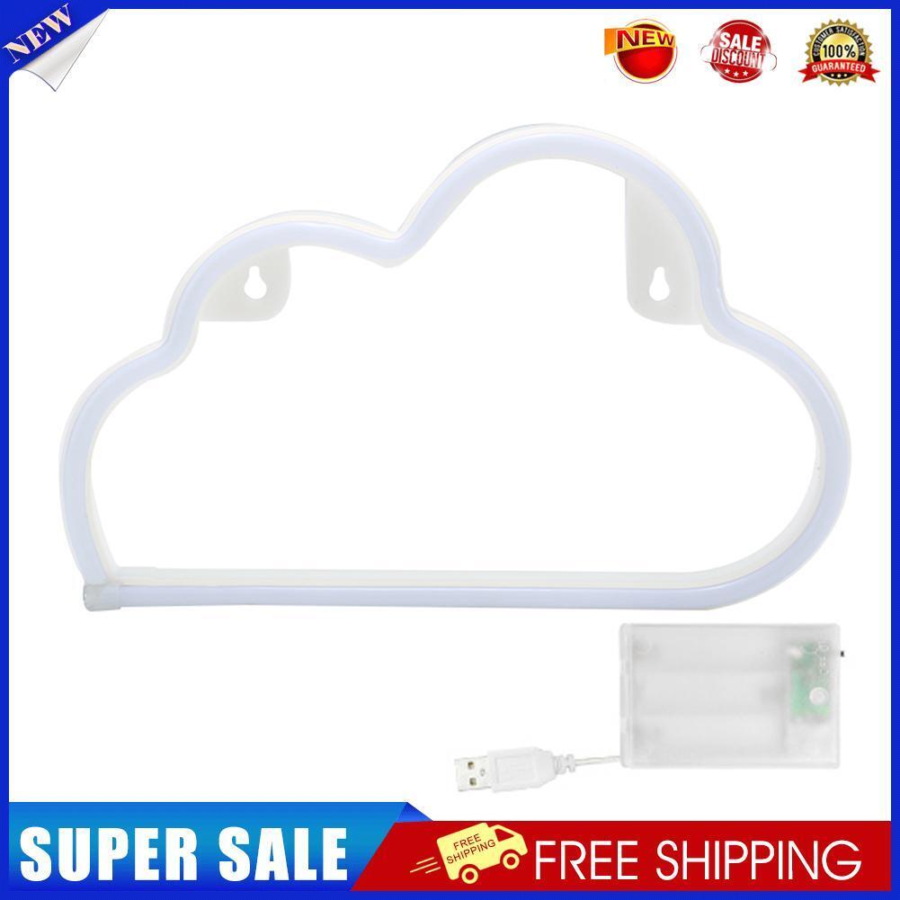Cartoon Cloud Sign Neon Light USB Battery Operated Art Hanging Lamp (Red)