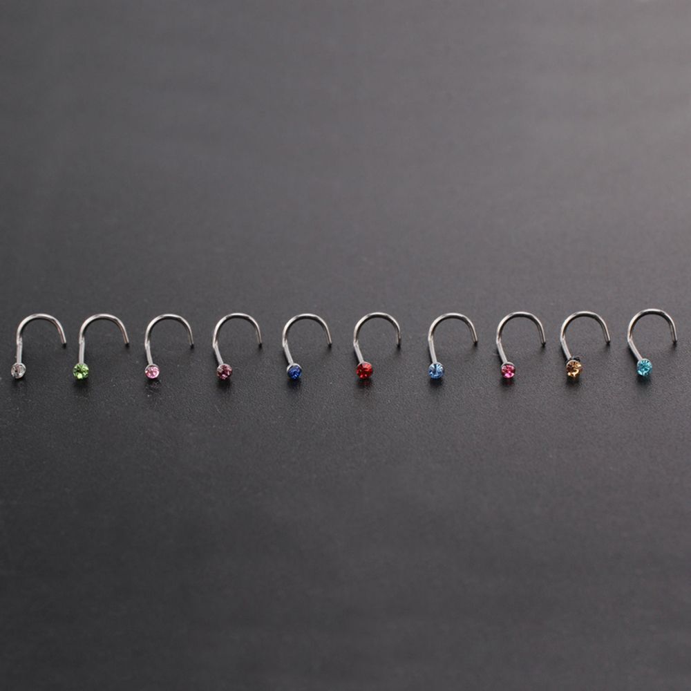 Fashion Surgical Steel Nostril Hoop Nose Piercing Crystal Screw Stud Nose Ring