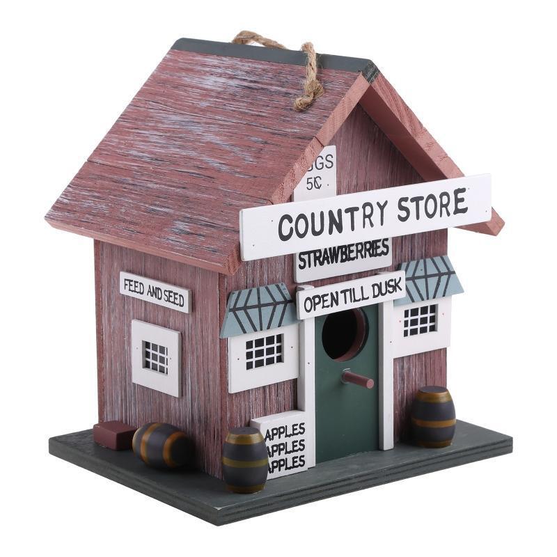 Small Bird House for Outdoor Hanging Natural Wood Outside Garden Patio Decor