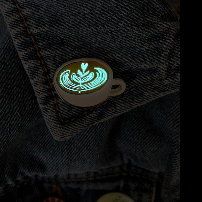 Personalized Luminous Coffee Cup Enamel Pins Badges Scarf Pins Coffee Mug Brooch