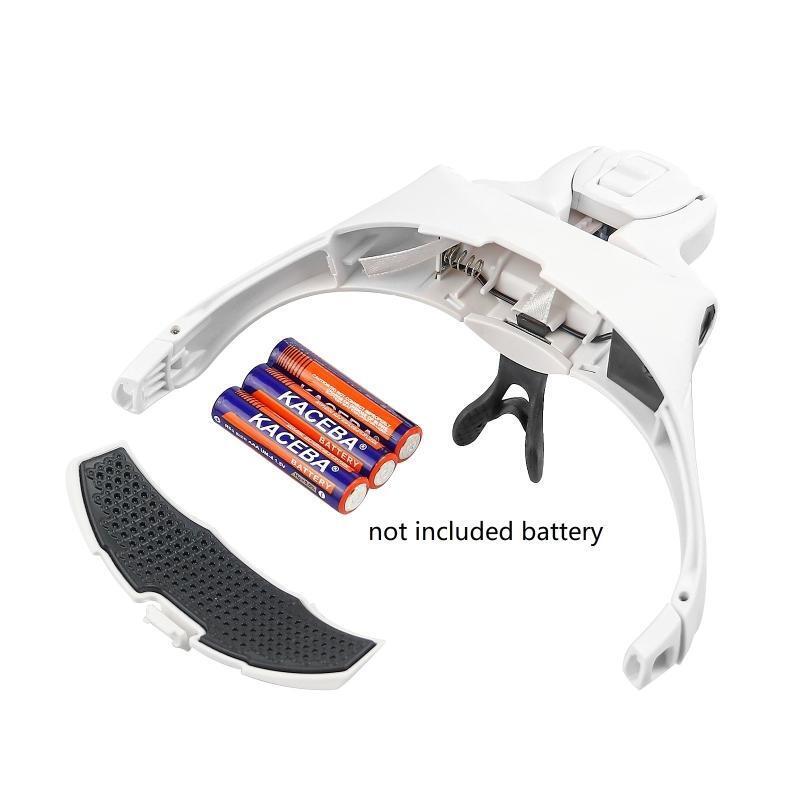 LED Head Magnifier Hands Free Headband Magnifying Glasses with 4 Led Jeweler's