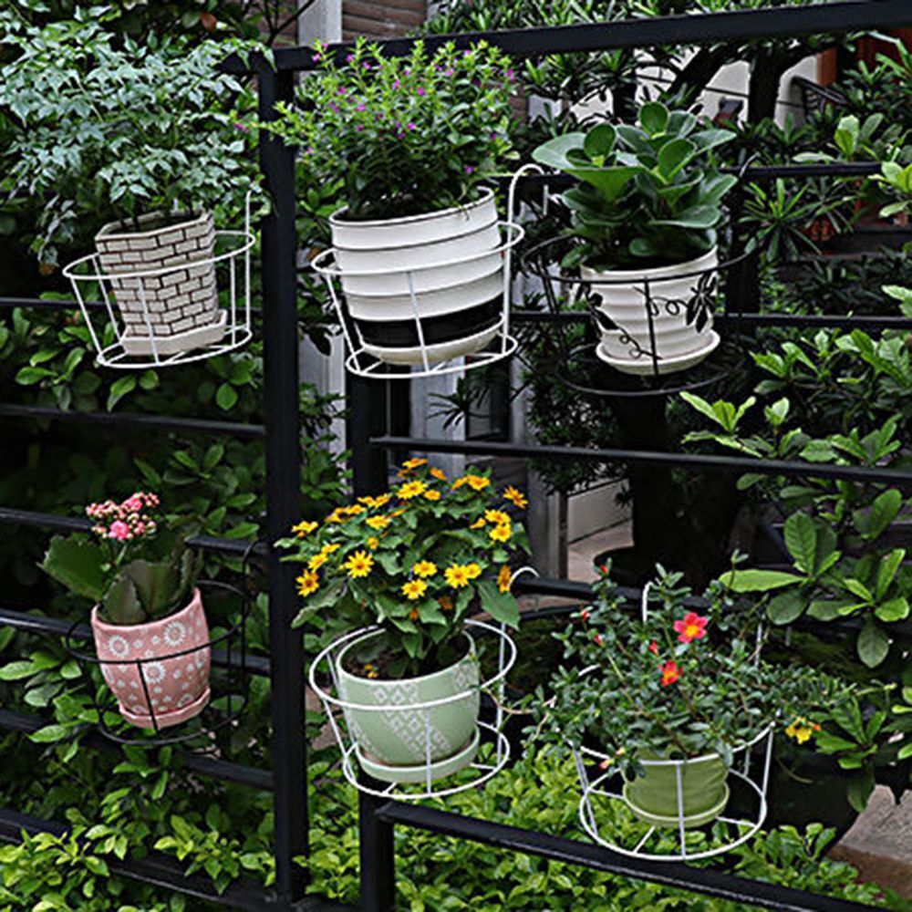 Home Decor Railings Hanging Flower Pot Rack Balcony Planter Pot Stand Guardrail