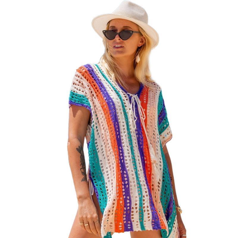 Beach  V Neck  Fish net Beach Dress Bikini Cover Up Summer Swimsuit Cover Up