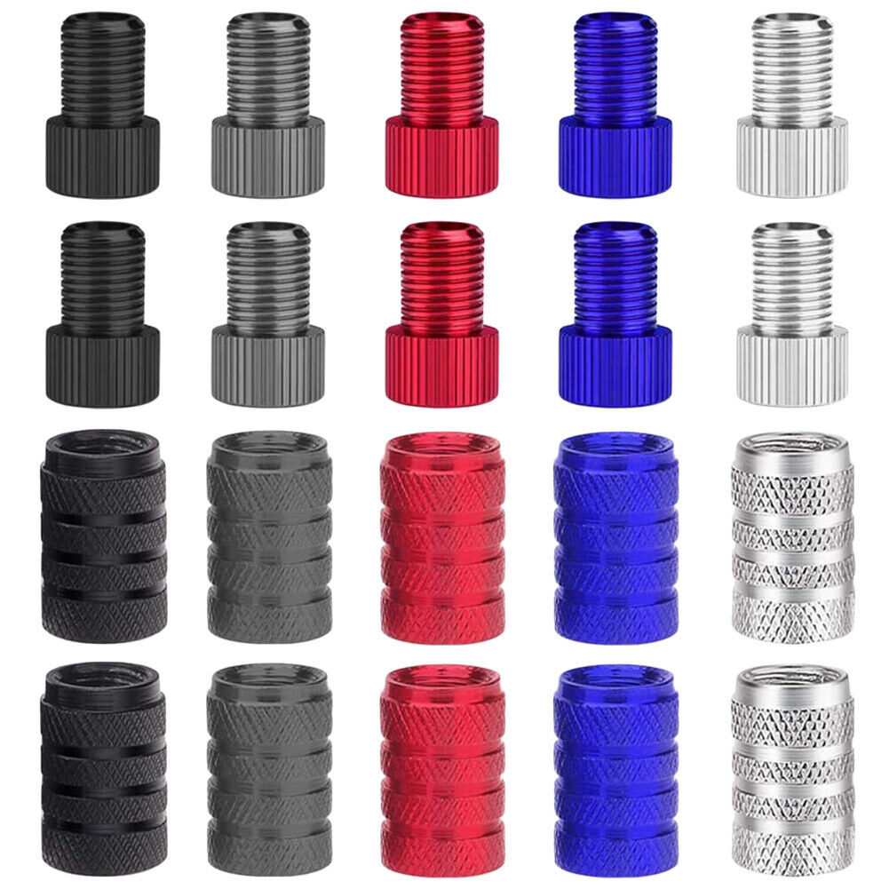 20pcs Pump Valve Adapter with Cap Bicycle Convert Presta to Schrader Valve