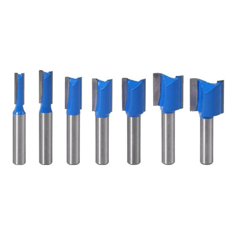 7 Pcs Grooving Milling Cutter 8mm Shank Straight Router Bit Cutting Dia 6mm-20mm