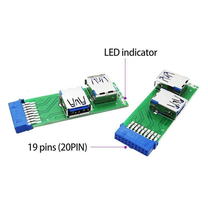 Dual Port USB 3.0 A Type to Motherboard Mainboard Internal 20pin Header Adapter
