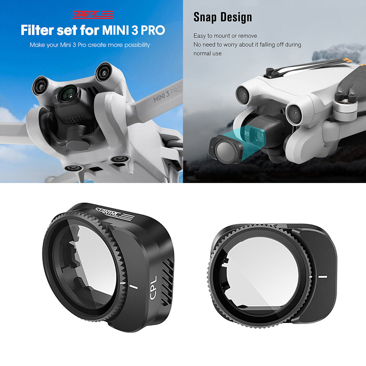 Drone Filter Single Filter Adjustable CPL Filter Drone for Mini 3 Pro Accessory