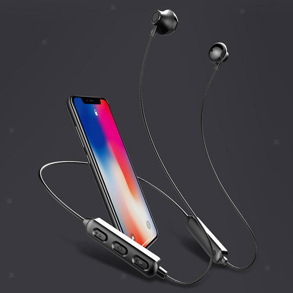 5.0  Neckband Headset Retractable earplugs for Mobile Phone