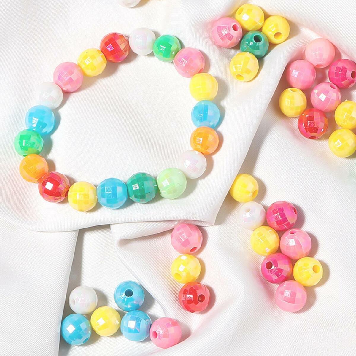 500 Pieces Plastic Spacer Loose  Bracelet Jewelry Making 10mm Charms
