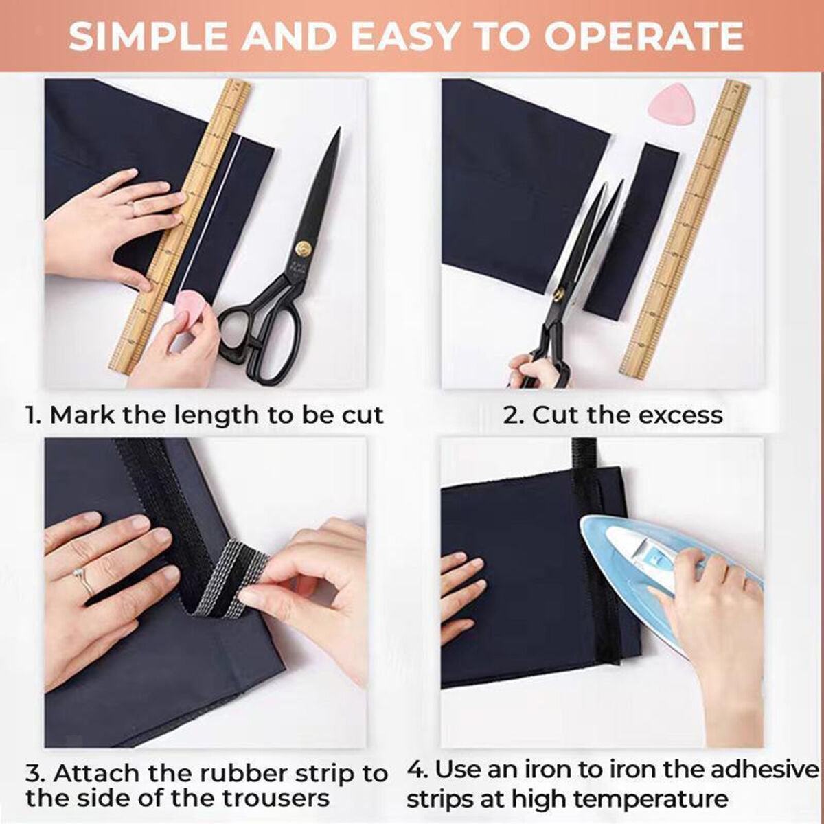 Pants  Shorten Self-Adhesive Sewing Hemming Tape for Suit Pants Garment