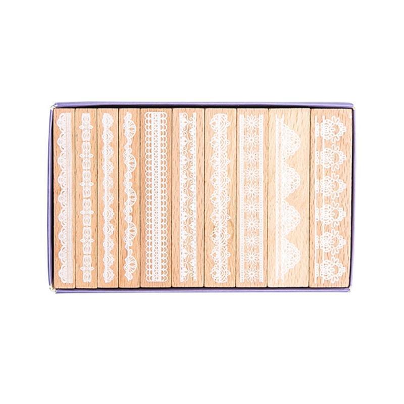 Lace Flower Style Wood Rubber Stamps DIY Diary Scrapbook Stamps for Students 10X