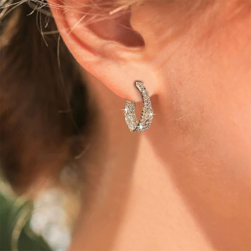 Jewelry Shinning Luxury Earrings Full Crystal Hoop Earrings Hoop Dangle Stud