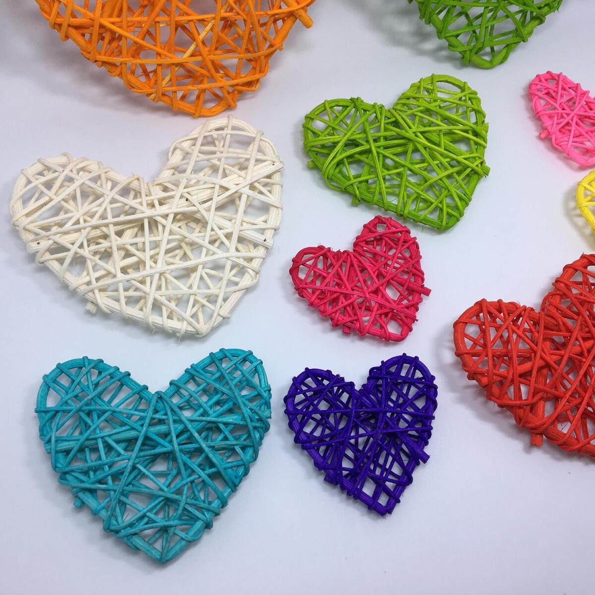 10 Pieces Heart Pendant Ornament  Decorative Rattan Hanging Crafts